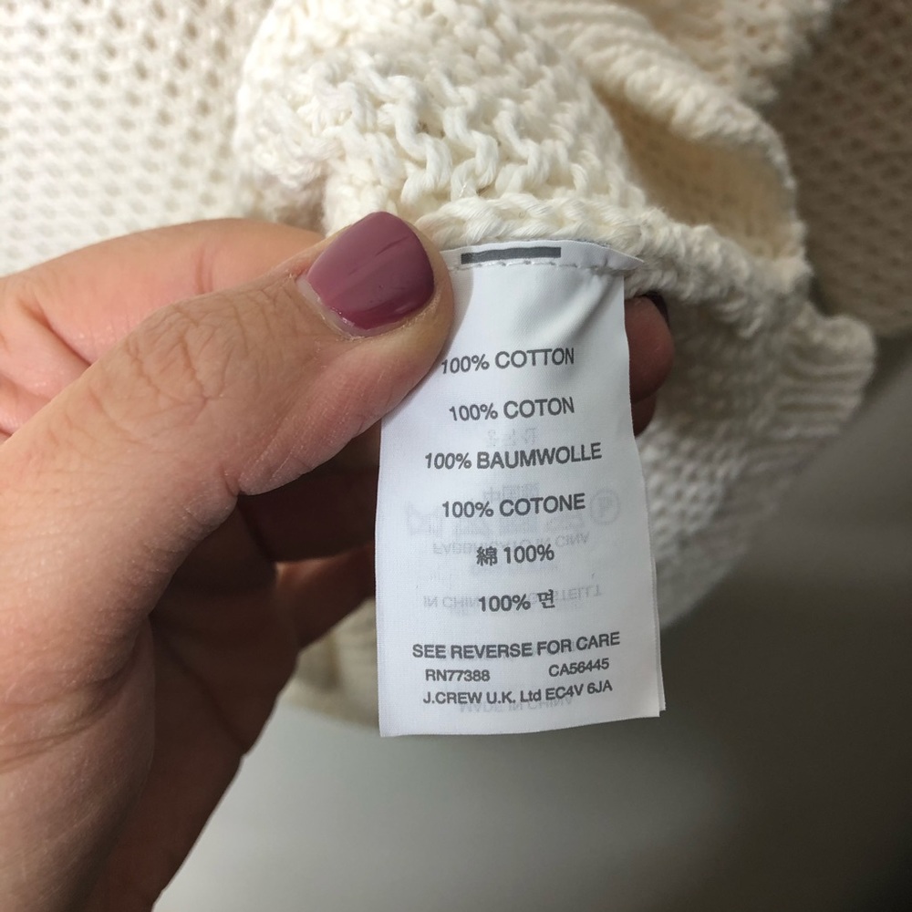 J. Crew Short Sleeve Open Stitch White Sweater - Picture 6 of 7